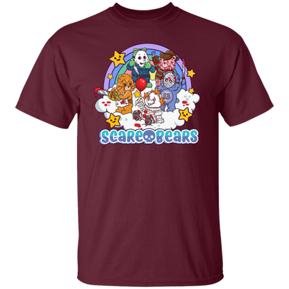 Scary Care Scare Bears Funny Halloween Horror Faces T-Shirt - leleart