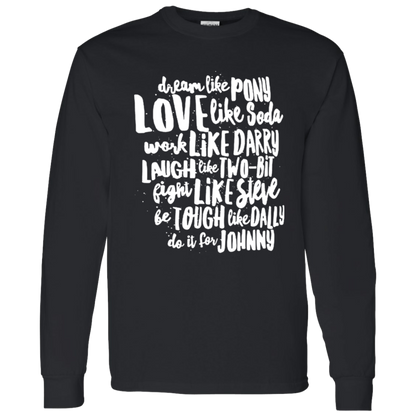 The Outsiders Character Names Funny Literature Teacher Vintage T-Shirt - LONG SLEEVE