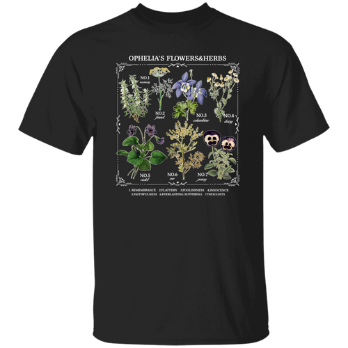 Ophelia's Flowers And Herbs Funny Literature Teacher Vintage T-Shirt