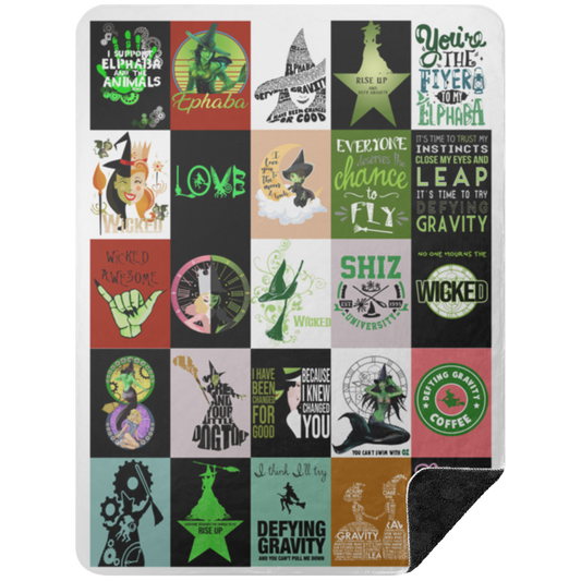 Wicked Fleece Blanket, Premium Sherpa Blanket, Wicked Blanket, Musical Quilt, Wicked Musical Blanket	BSHL Premium Black Sherpa Blanket 60x80