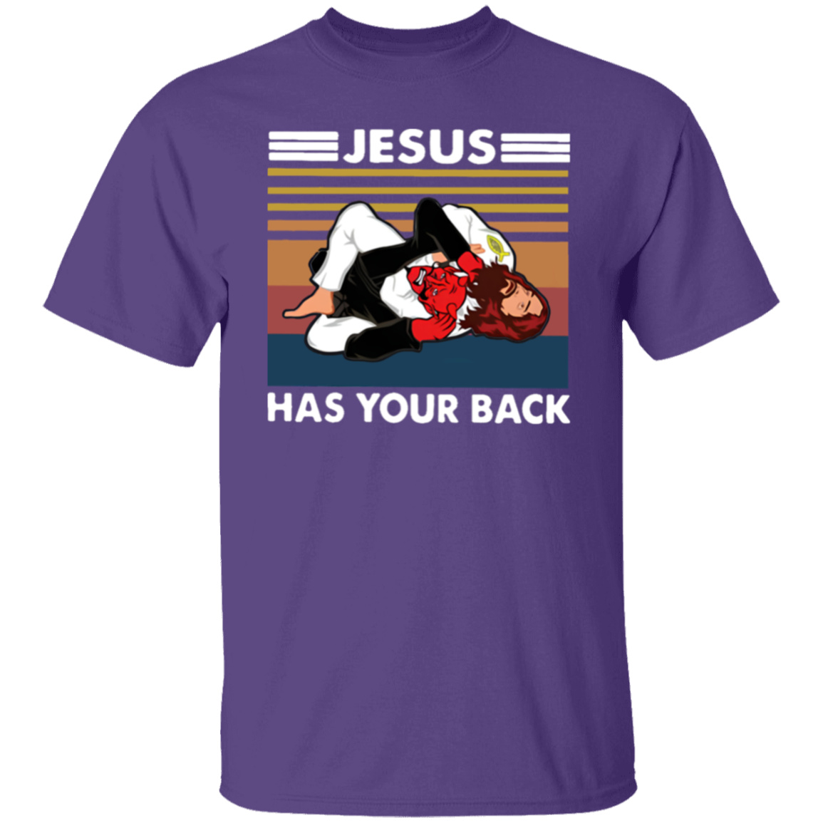 Jiu Jitsu Jesus Has Your Back Funny Christian Gift Vintage T-Shirt - leleart