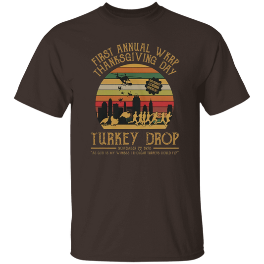 Retro Sunset First Annual WKRP Thanksgiving Day Turkey Drop Vintage Unisex  T-Shirt - lucy - 89771145