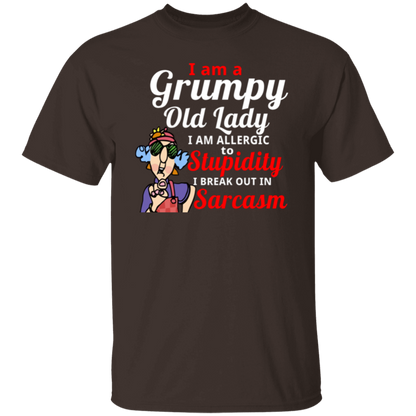 I’m A Grumpy Old Lady I Am Allergic To Stupidity I Break Out In Sarcasm T-Shirt - leleart