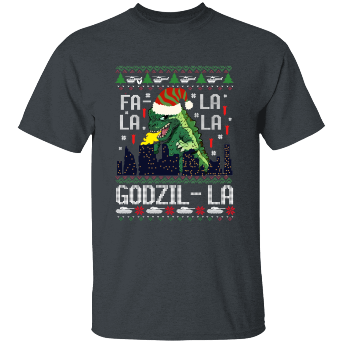 Fa La La La Godzilla Christmas Vintage T-Shirt - YOUTH