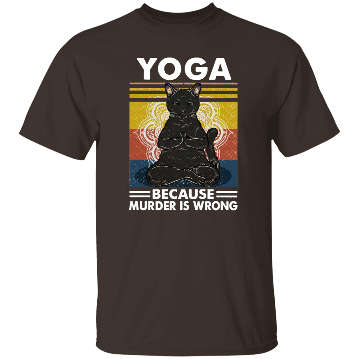 Black Cat Hippies Yoga Because Murder Is Wrong Vintage Men_s T-shirt Cotton Tee
