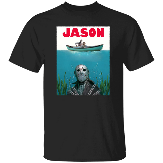 Jason Voorhees Jaws Vintage T-Shirt, Halloween Shirt, Horror Movie Shirt, Jason Voorhees Shirt, Friday The 13th Shirt, Jaws Shirt	G500 5.3 oz. T-Shirt