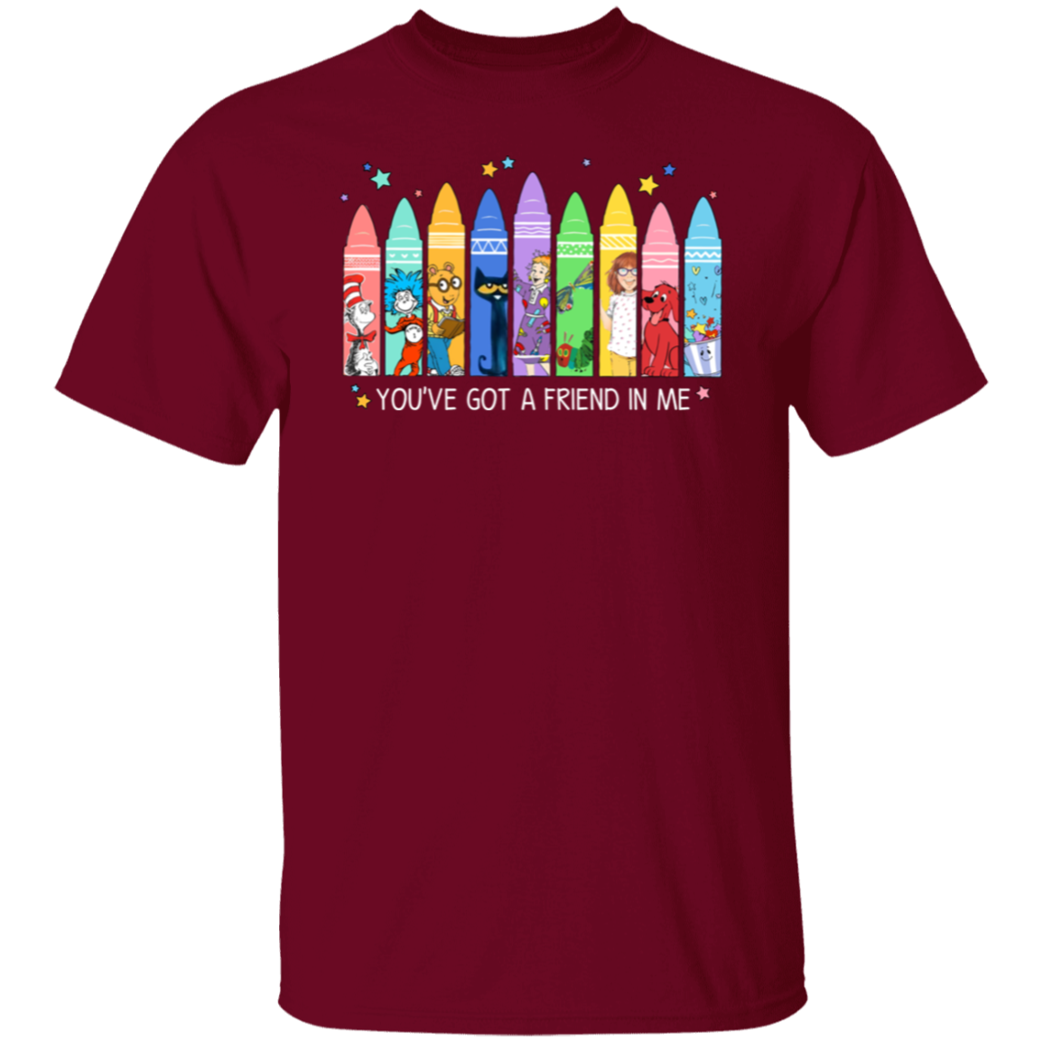 You've Got a Friend in Me Teacher Shirt, Cute Crayon Book Character Tee for Back to School
