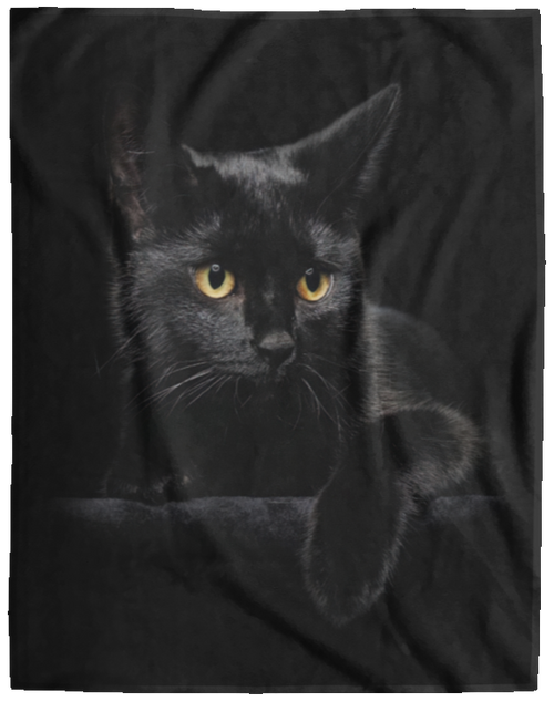 Black Cat Fleece Blanket, Premium Sherpa Blanket, Cat Blanket, Black Cat Quilt, Black Cat Lovers Blanket, Pet Blanket	VPL Cozy Plush Fleece Blanket - 60x80