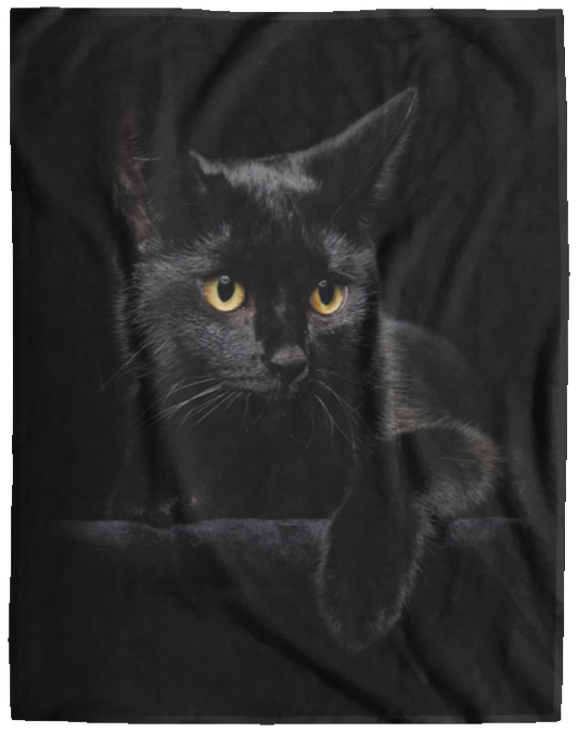 Black Cat Fleece Blanket, Premium Sherpa Blanket, Cat Blanket, Black Cat Quilt, Black Cat Lovers Blanket, Pet Blanket	VPL Cozy Plush Fleece Blanket - 60x80