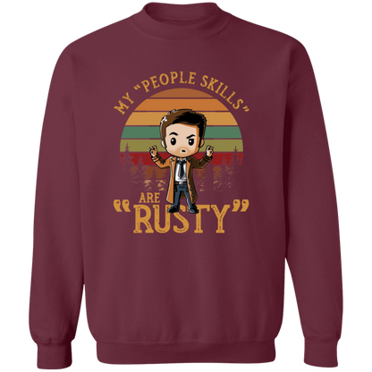 Chibi Castiel Supernatural My People Skills Are Rusty  Gildan Crewneck Pullover Sweatshirt