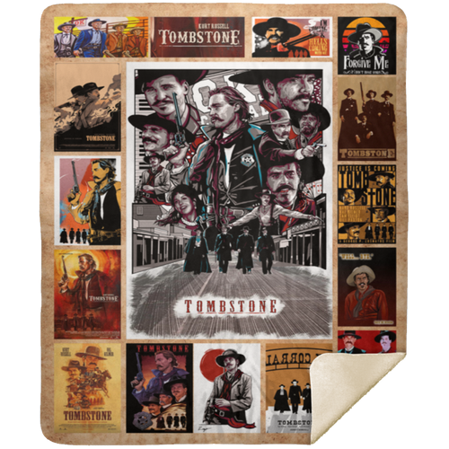 Tombstone Movie Fleece Blanket, Premium Sherpa Blanket, Tombstone Blanket, Western Movie Blanket, Western Cowboy Blanket	MSHM Premium Sherpa Blanket 50x60