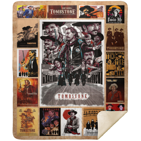 Tombstone Movie Fleece Blanket, Premium Sherpa Blanket, Tombstone Blanket, Western Movie Blanket, Western Cowboy Blanket	MSHM Premium Sherpa Blanket 50x60