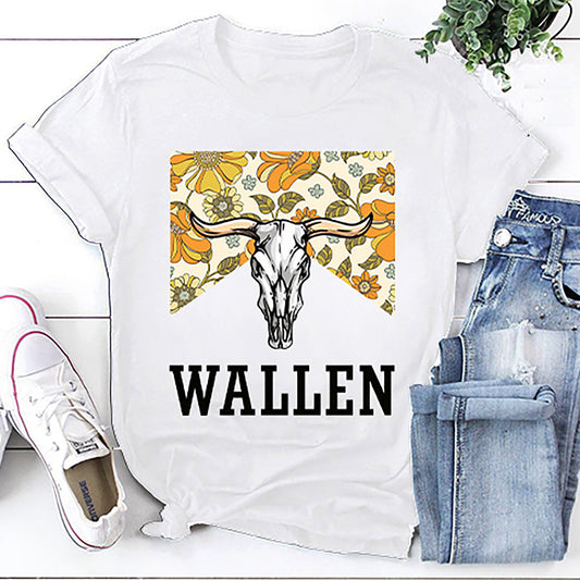 Floral Wallen Bull Skull Shirt Cute Morgan Wallen T-Shirt