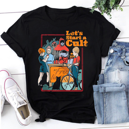 Funny Vintage Horror Let's Start a Cult Vintage T-Shirt