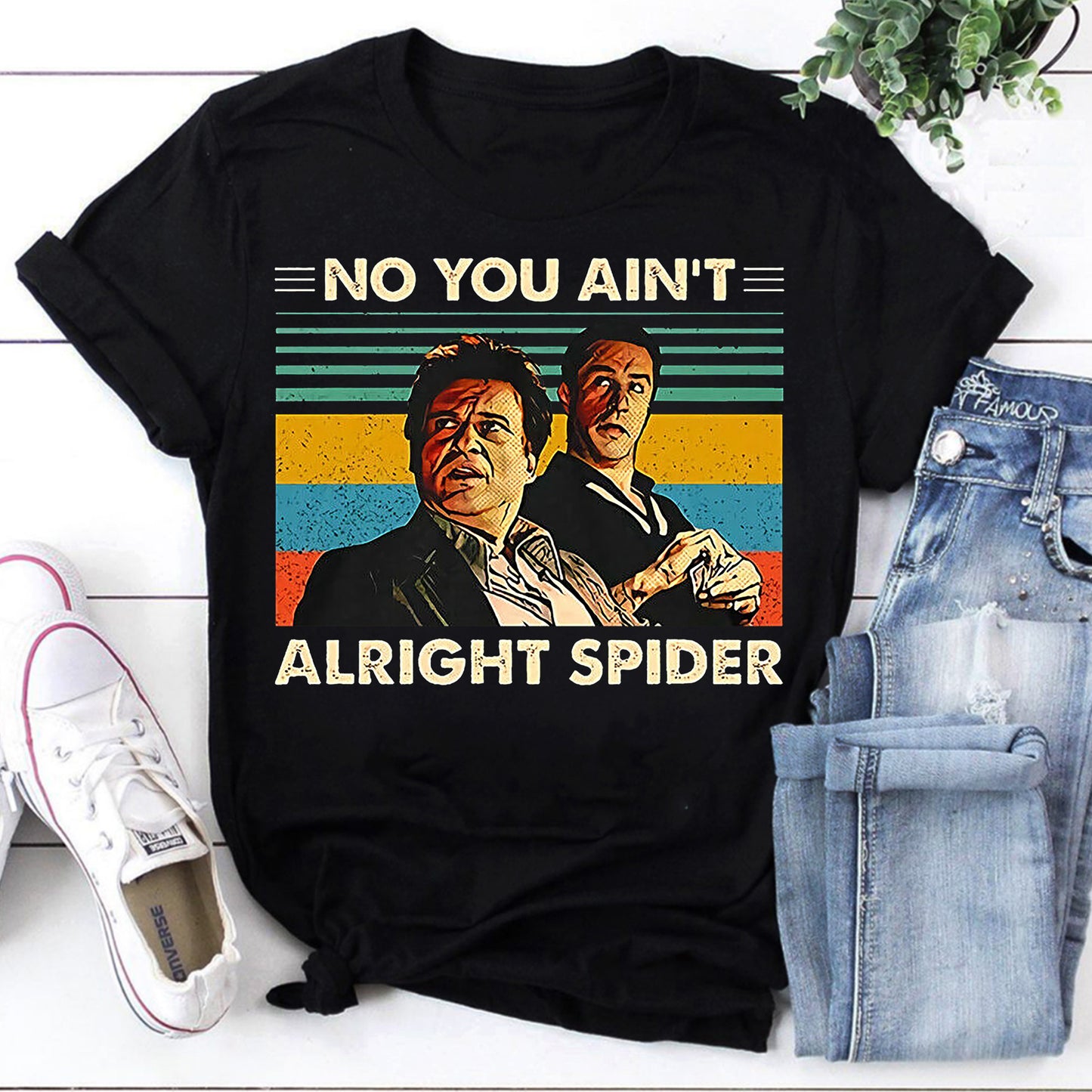 Goodfellas No You Ain_t Alright Spider Vintage Graphic Men Black T-Shirt