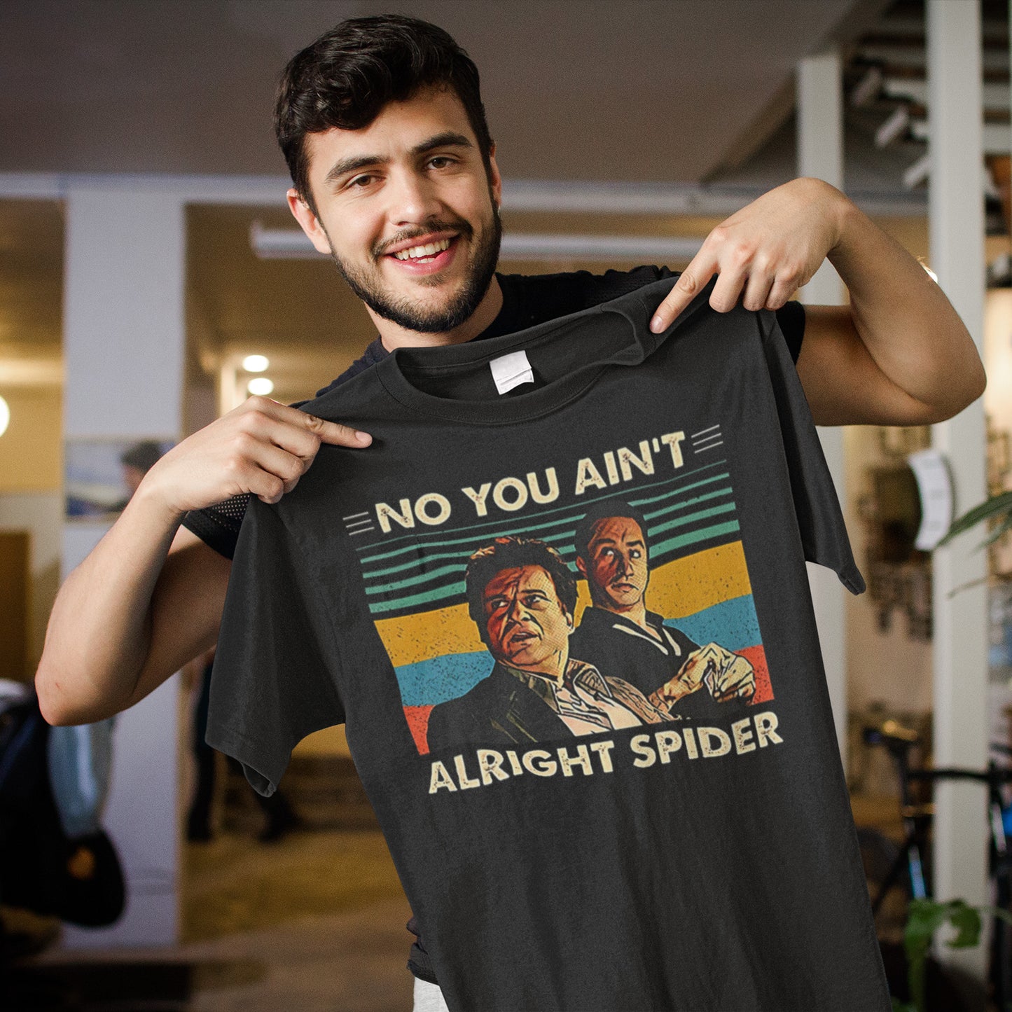 Goodfellas No You Ain_t Alright Spider Vintage Graphic Men Black T-Shirt