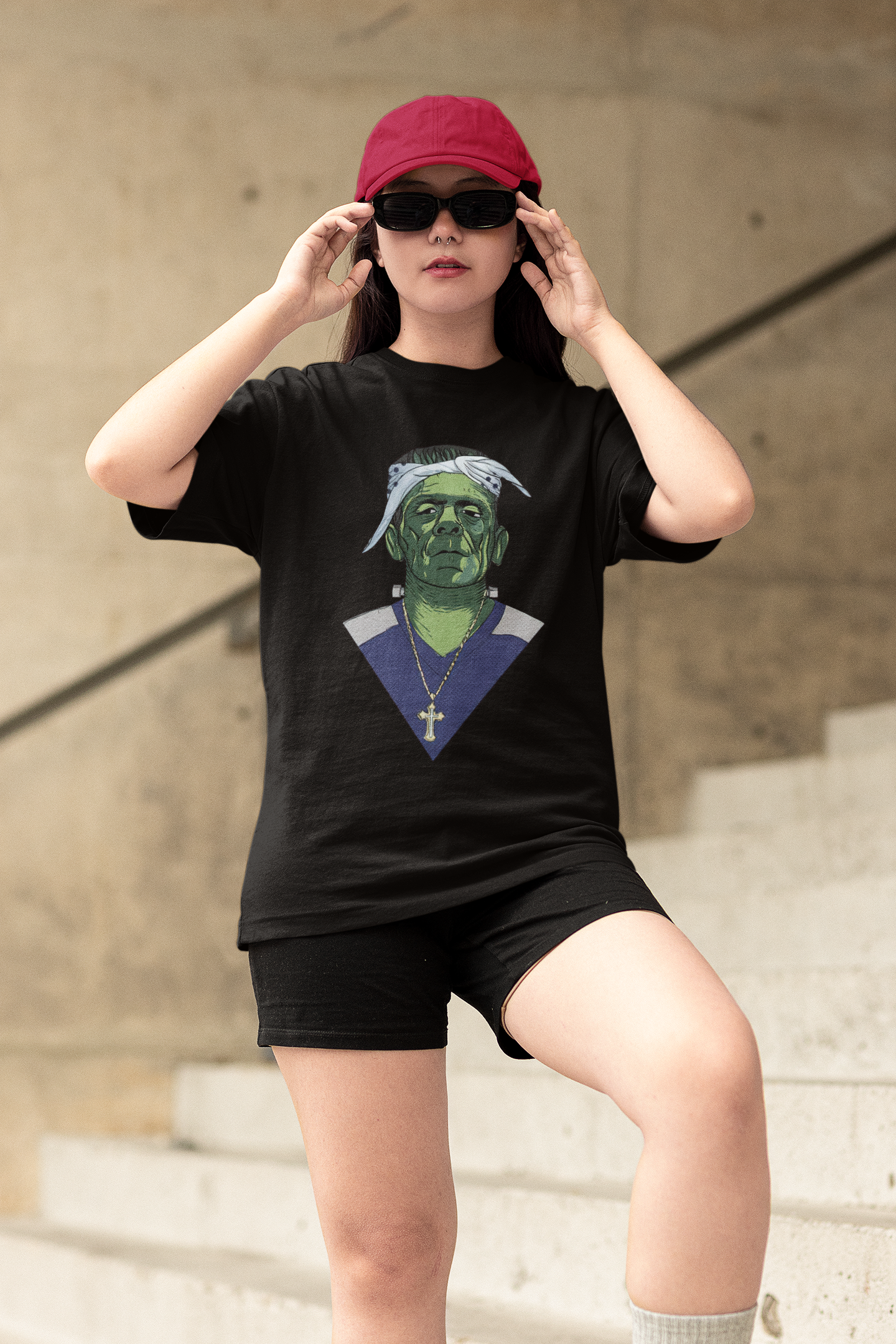 Halloween Frankenstein Gangsta Rap Hiphop Vintage T-Shirt