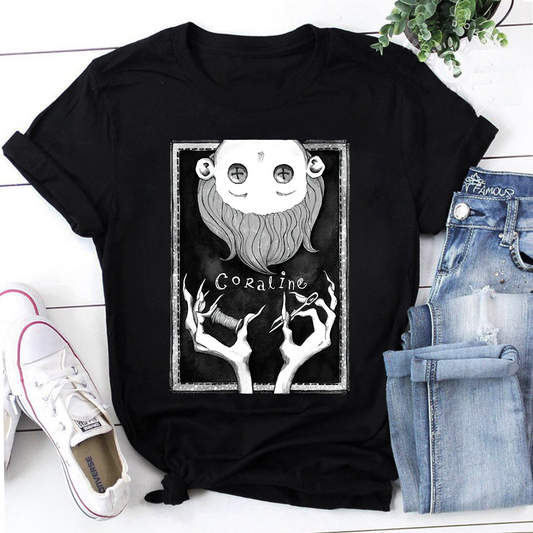 Horror Coraline Artwork Unisex Vintage T-Shirt