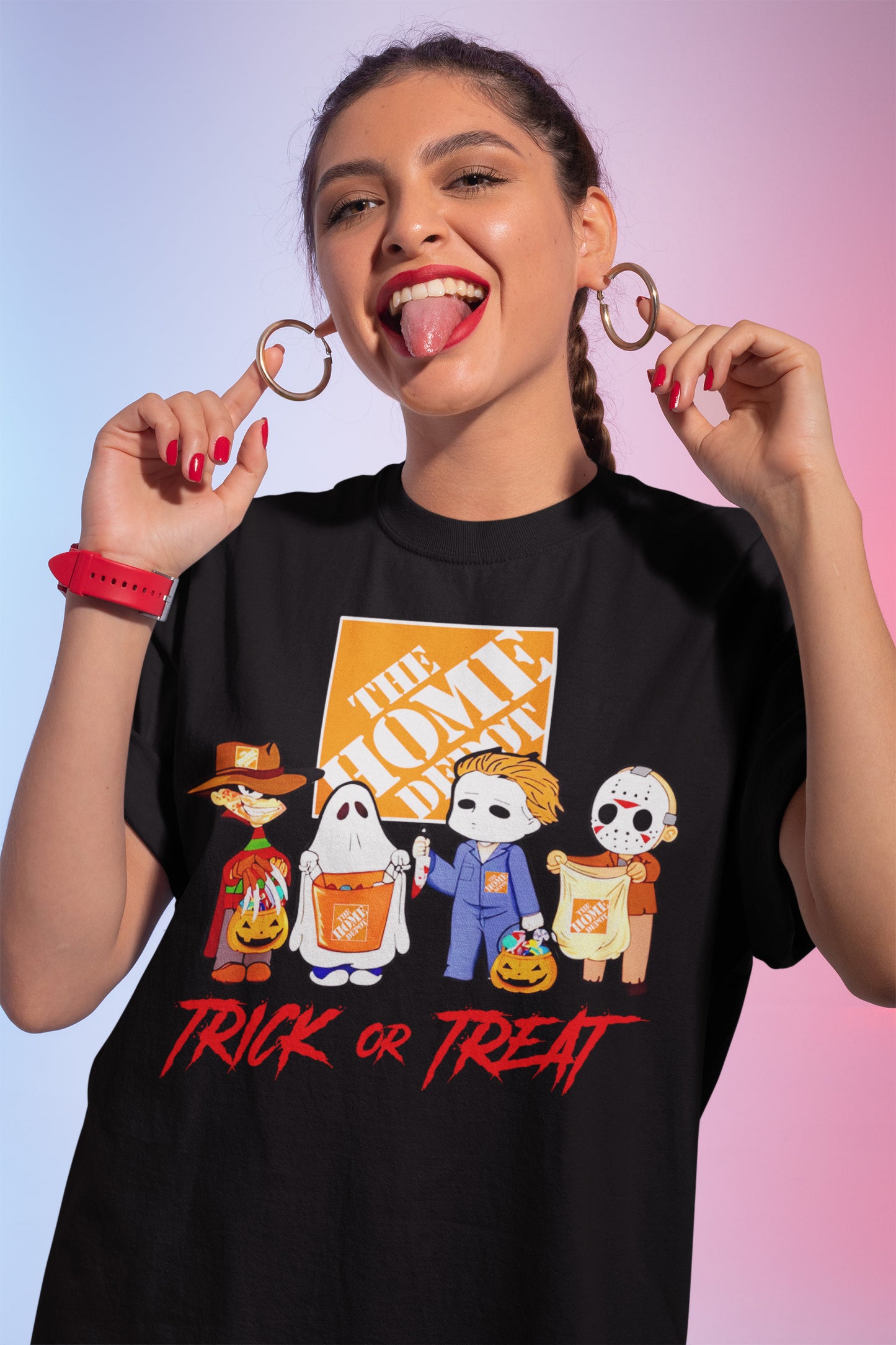 Horror Movie Characters Chibi The Home Depot Trick Or Treat Halloween T-Shirt