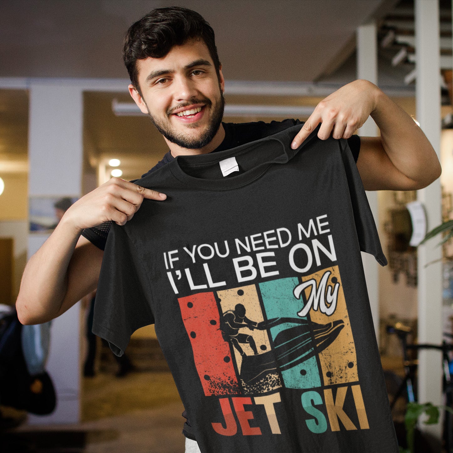If You Need Me I’ll Be On My Jet Ski Skiing Canvas T-Shirt