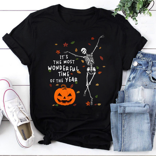 It's The Most Wondrful Time Of The Year Skeleton Vintage T-Shirt