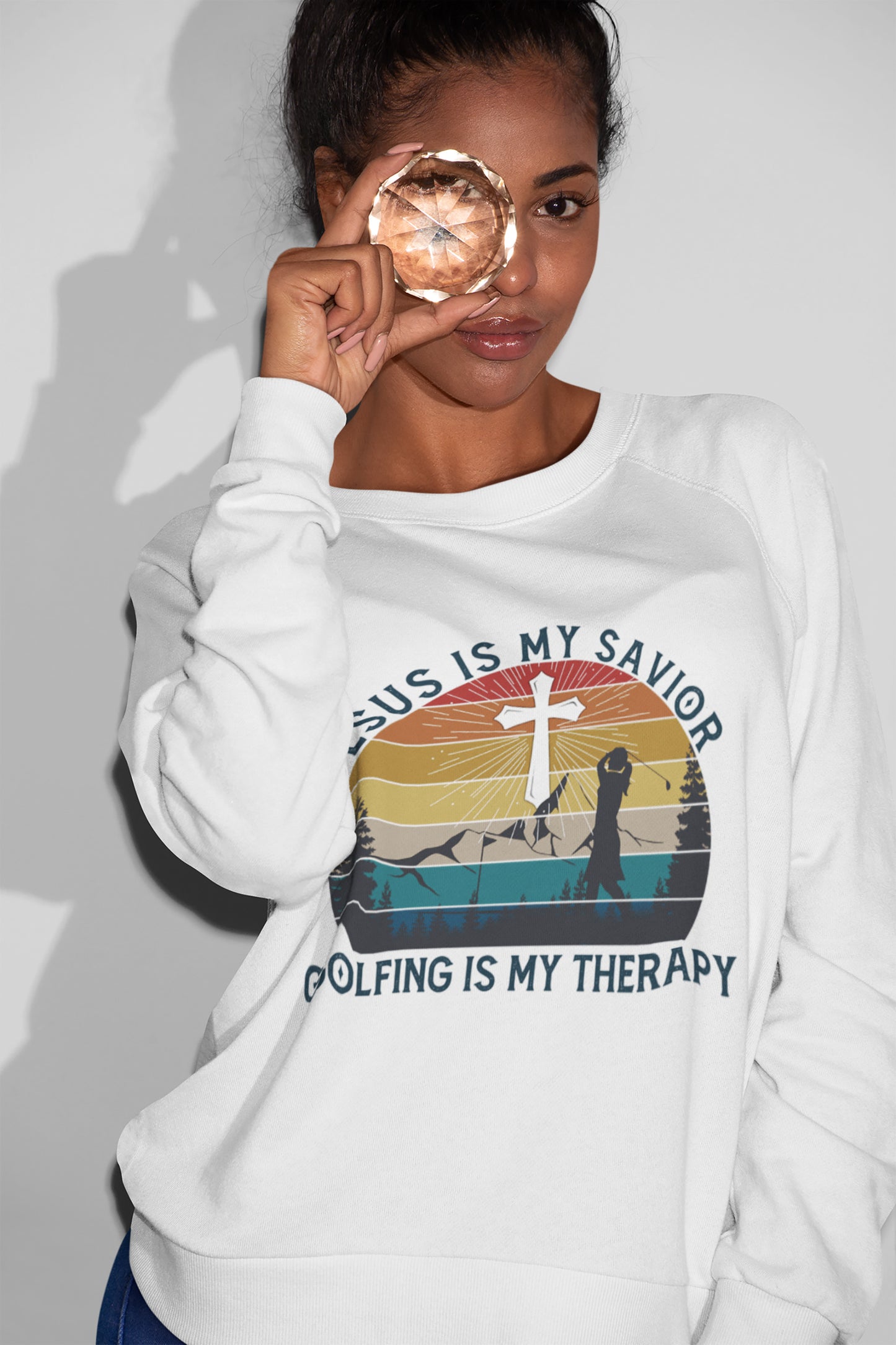 Jesus Is My Savior Golfing Is My Therapy Vintage T-Shirt