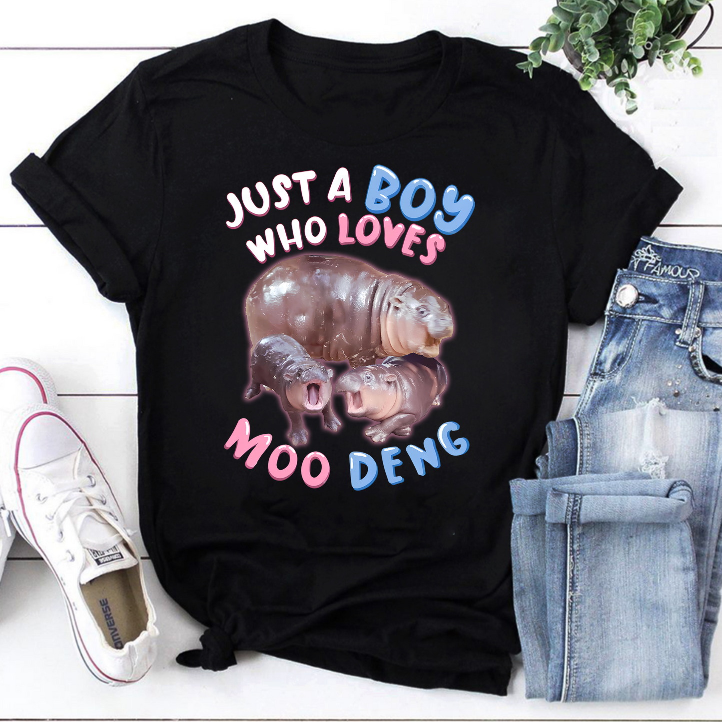 Just A Boy Who Loves Moo Deng Vintage T-Shirt