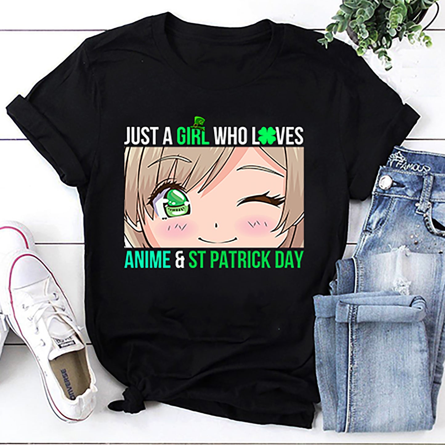 Just A Girl Who Loves Anime & St Patrick’s Day Unisex T-Shirt