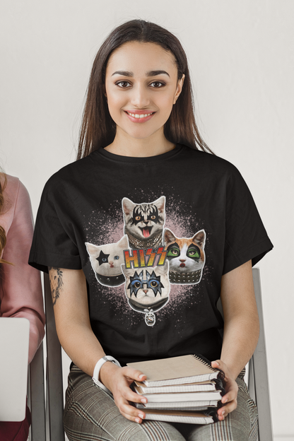 Kiss Hiss Cat Band We’re We Are All Cat Here Vintage T-Shirt