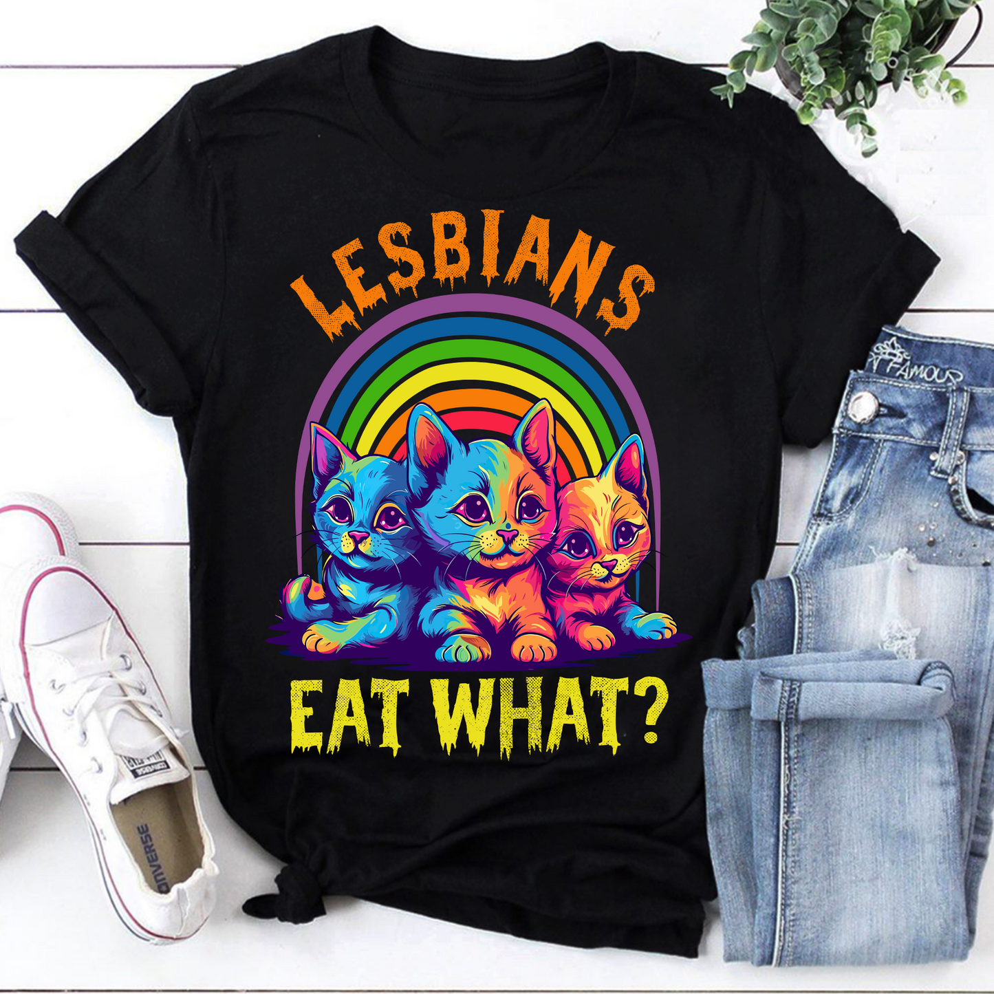 Lesbians Eat What Shirt, Funny Lgbtq Shirt, Cat Lover Shirt