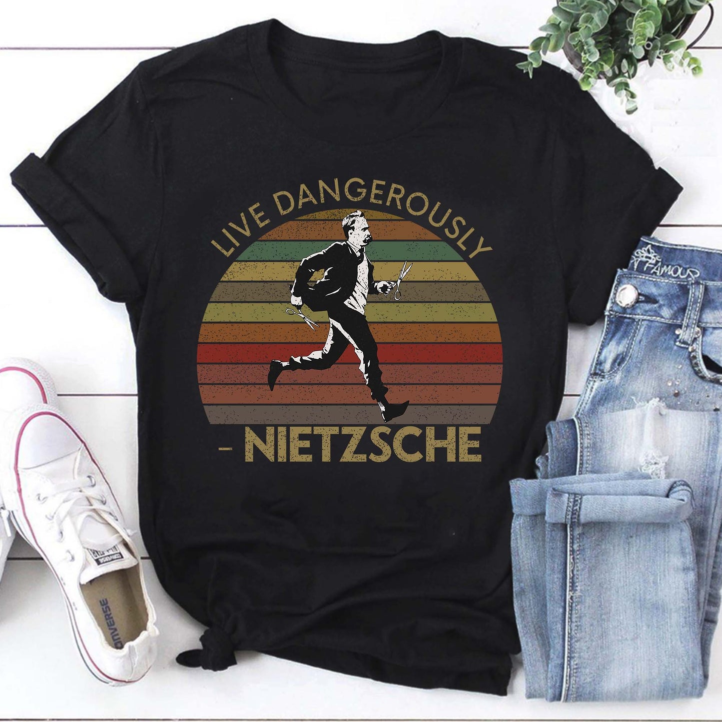 Live Dangerously Nietzsche Shirt, Live Dangerously Vintage Shirt