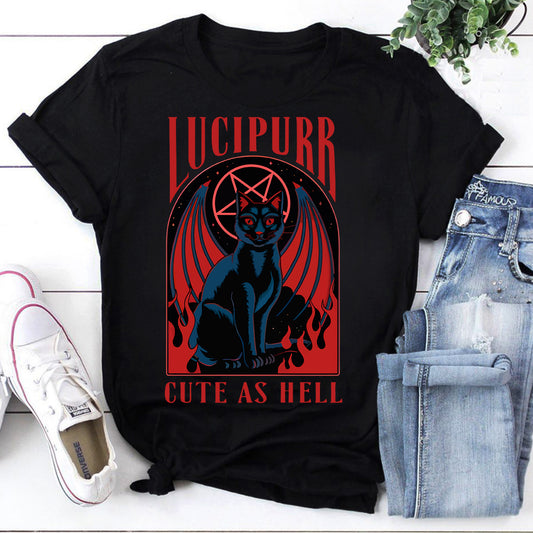 Lucipurr Cute As Hell Baphomet T-Shirt