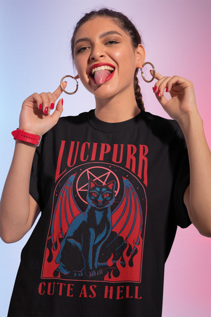 Lucipurr Cute As Hell Baphomet T-Shirt