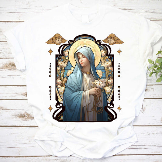 Marian Catholic Shirt, Hail Holy Queen Shirt, Catholic Apparel Shirt