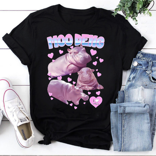 Moo Deng I Love You Vintage T-Shirt