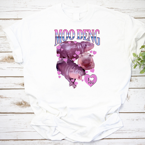 Moo Deng I Love You I Heart You Vintage T-Shirt