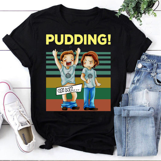 Pudding Dean & Sam Winchester Oh My Funny TV Series Vintage T-Shirt