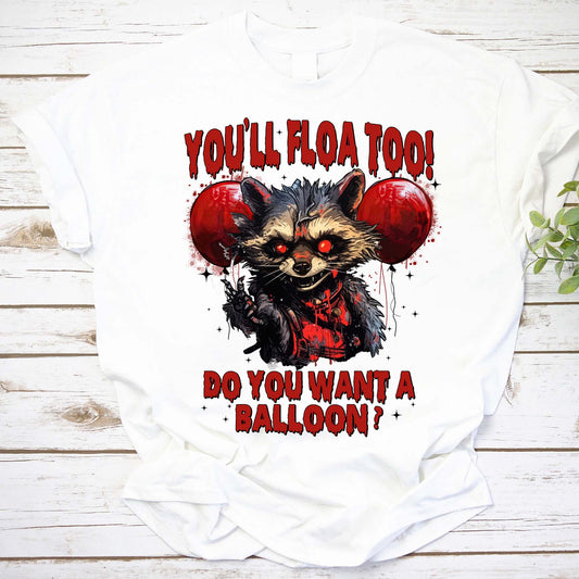 Raccoon Halloween Shirt, Raccoon Baloon Shirt