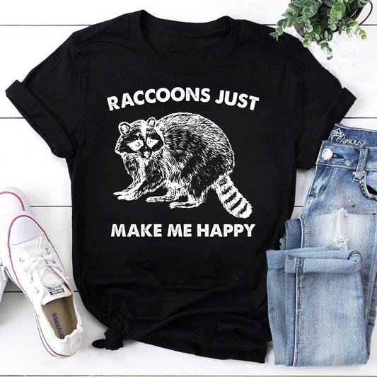 Raccoons Make Me Happy Vintage T-Shirt