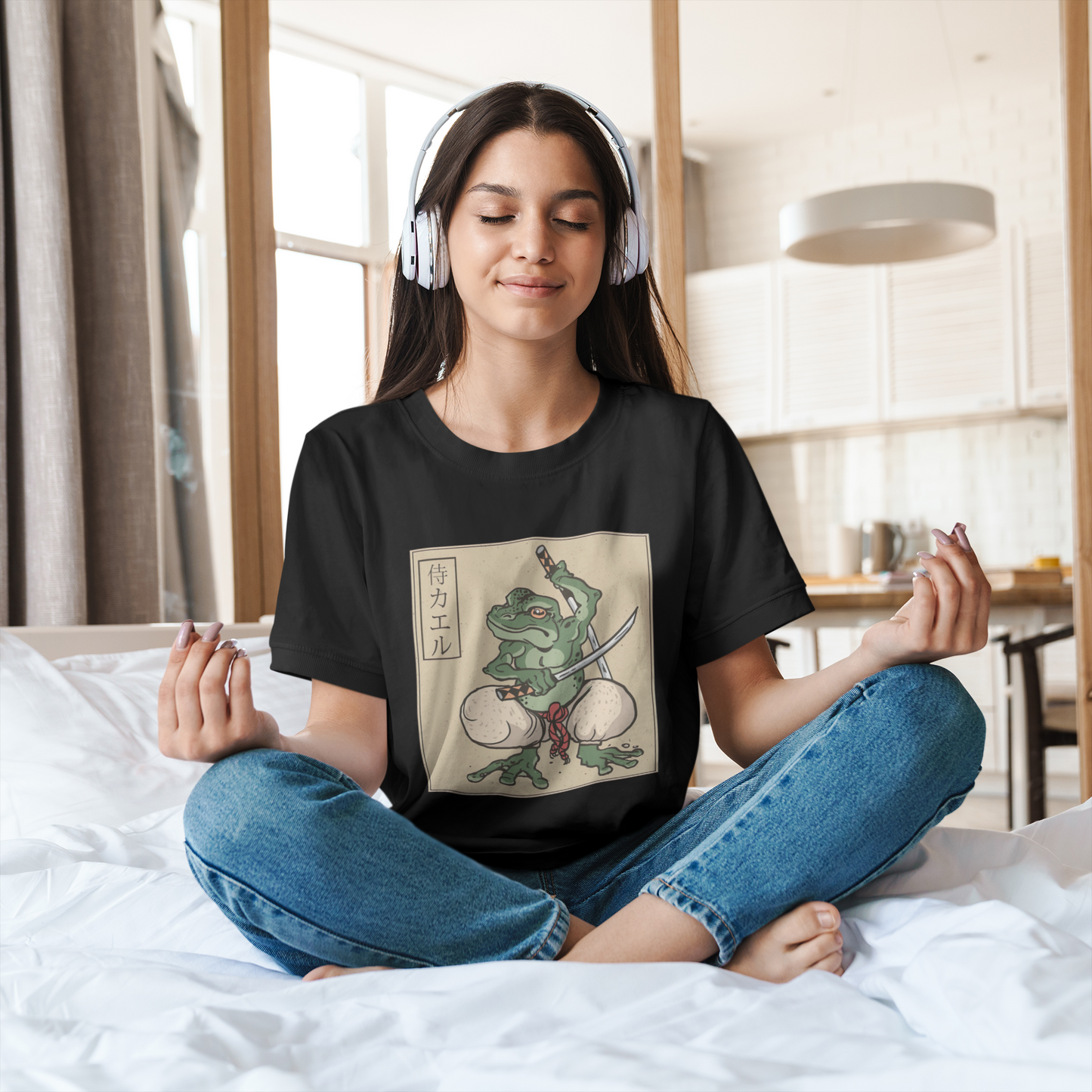 Samurai Frog Bishudo Japanese Samurai Retro Bushido Warrior Vintage T-Shirt