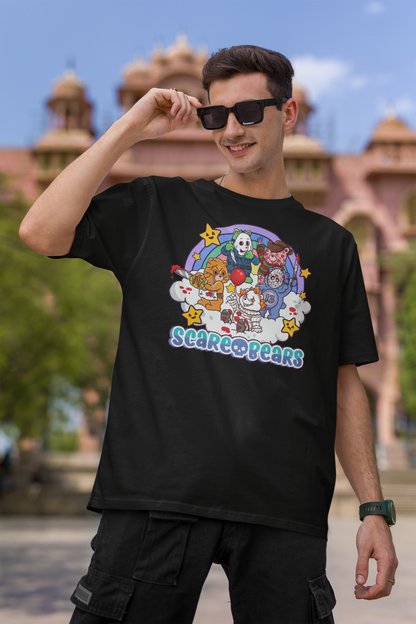 Scary Care Scare Bears Funny Halloween Horror Faces Custome Vintage T-Shirt