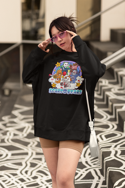 Scary Care Scare Bears Funny Halloween Horror Faces Custome Vintage T-Shirt