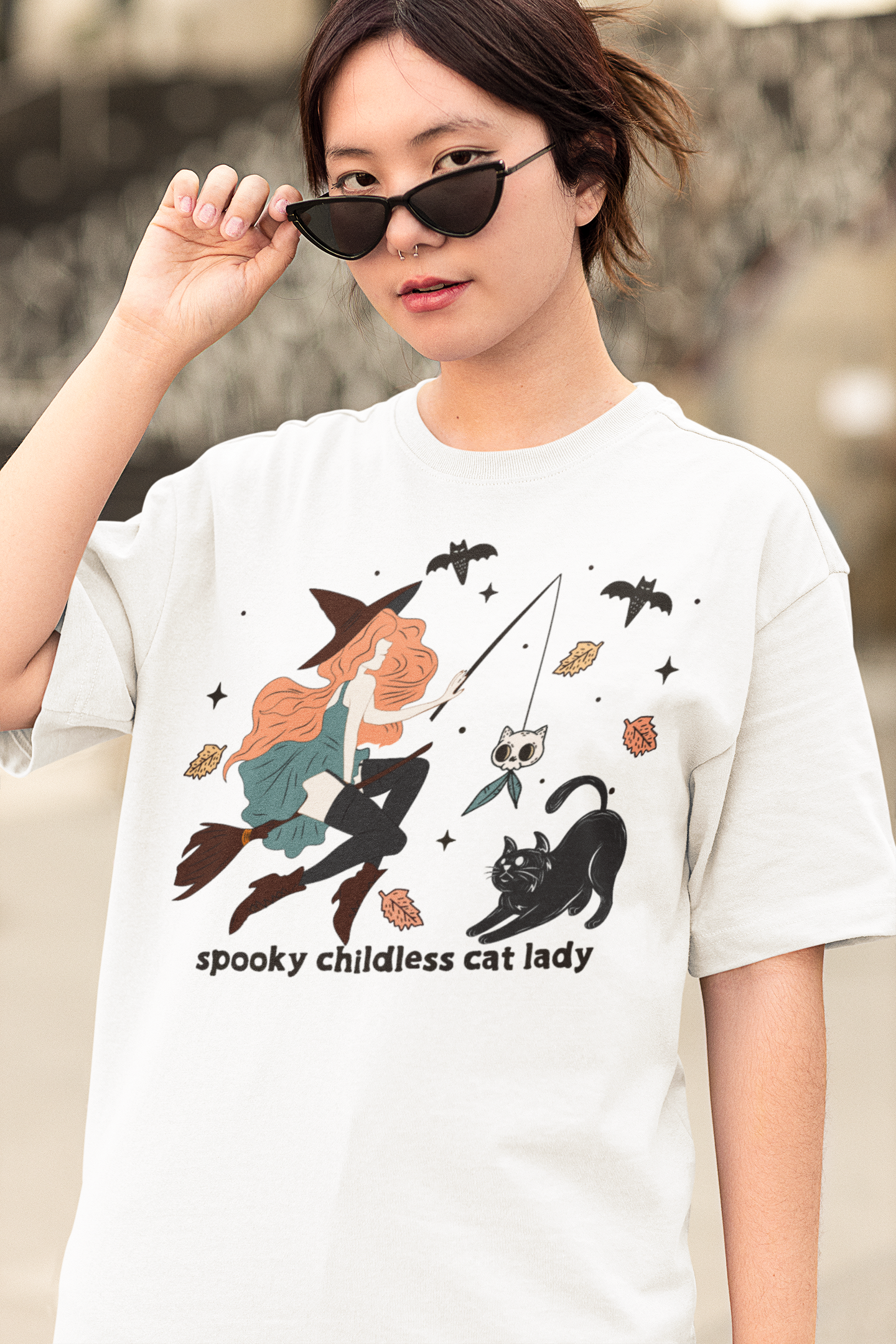 Spooky Childless Cat Lady Vintage T-Shirt