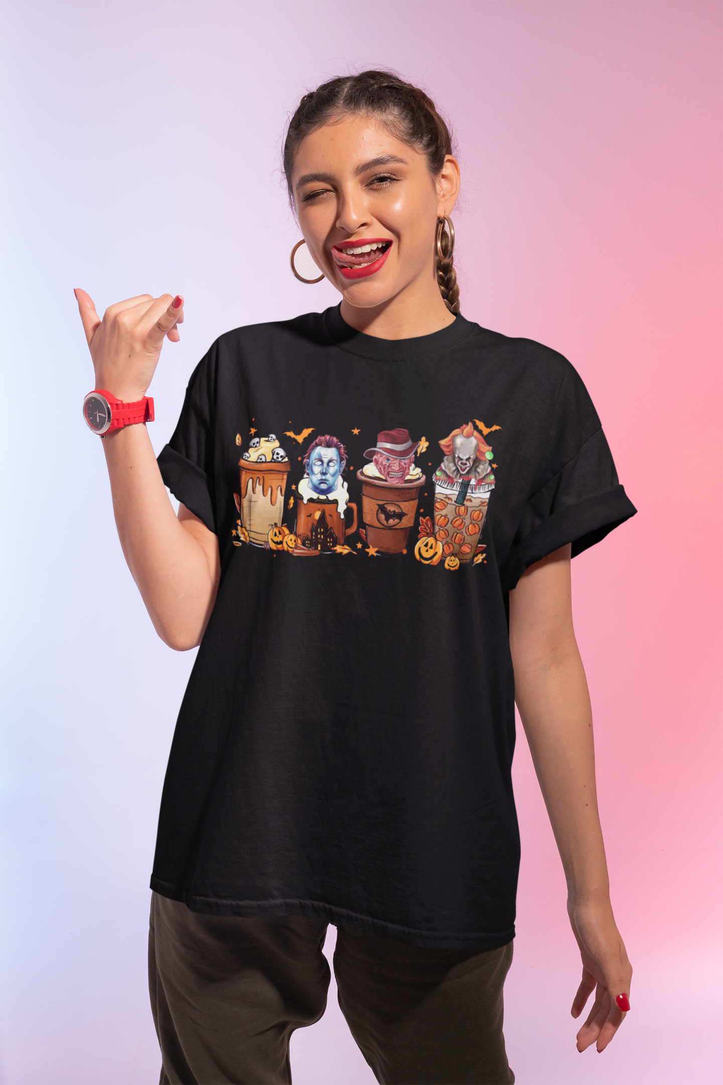 Spooky Coffee Halloween Vintage T-Shirt