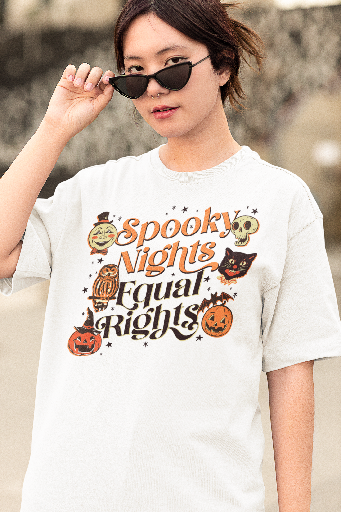 Spooky Nights Equal Rights Halloween Vintage T-Shirt