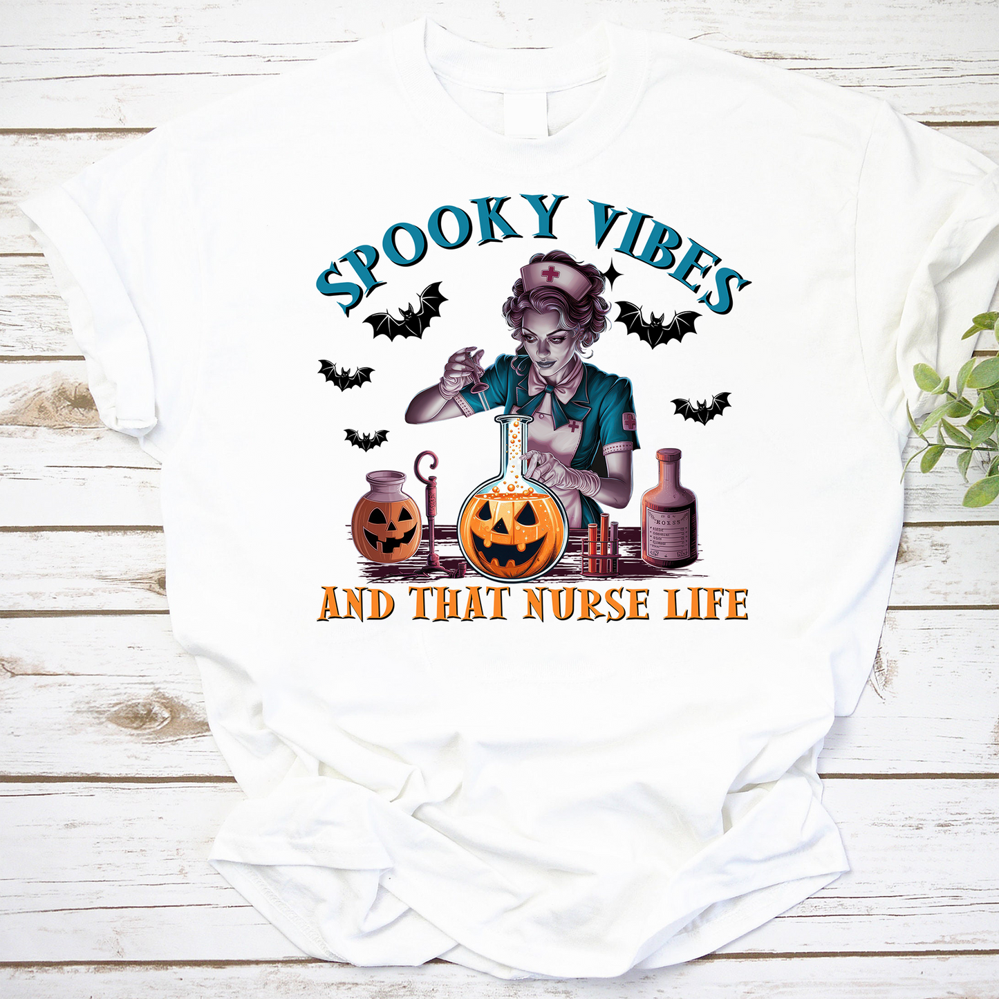 Spooky Vibes And That Nurse Life Vintage T-Shirt