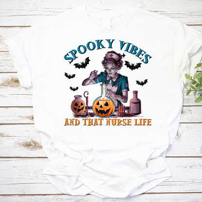 Spooky Vibes And That Nurse Life Vintage T-Shirt