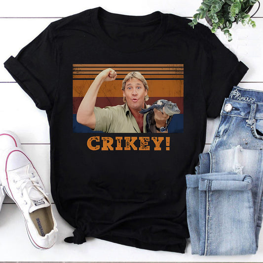 Steve Irwin Animal Lover Crikey Black T-Shirt