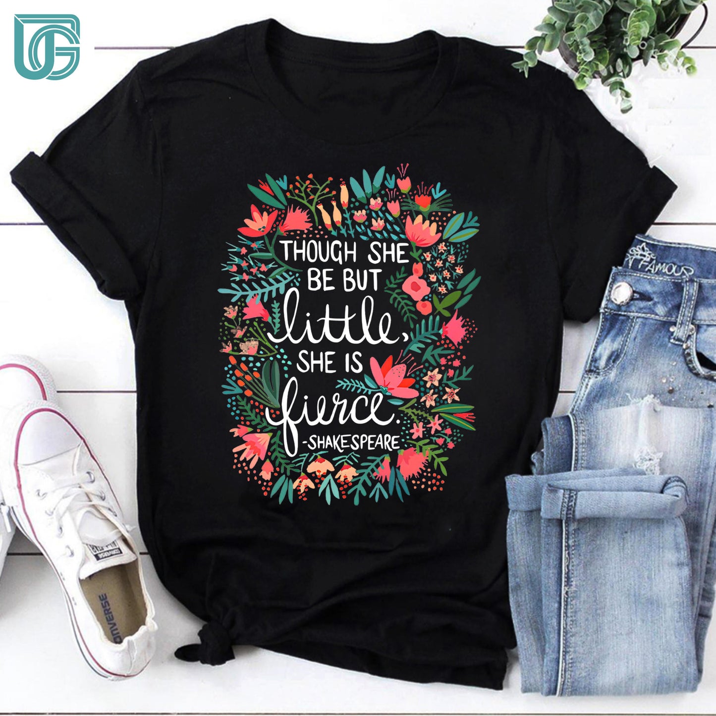 Though She Be But Little She Is Fierce Teacher Vintage T-Shirt