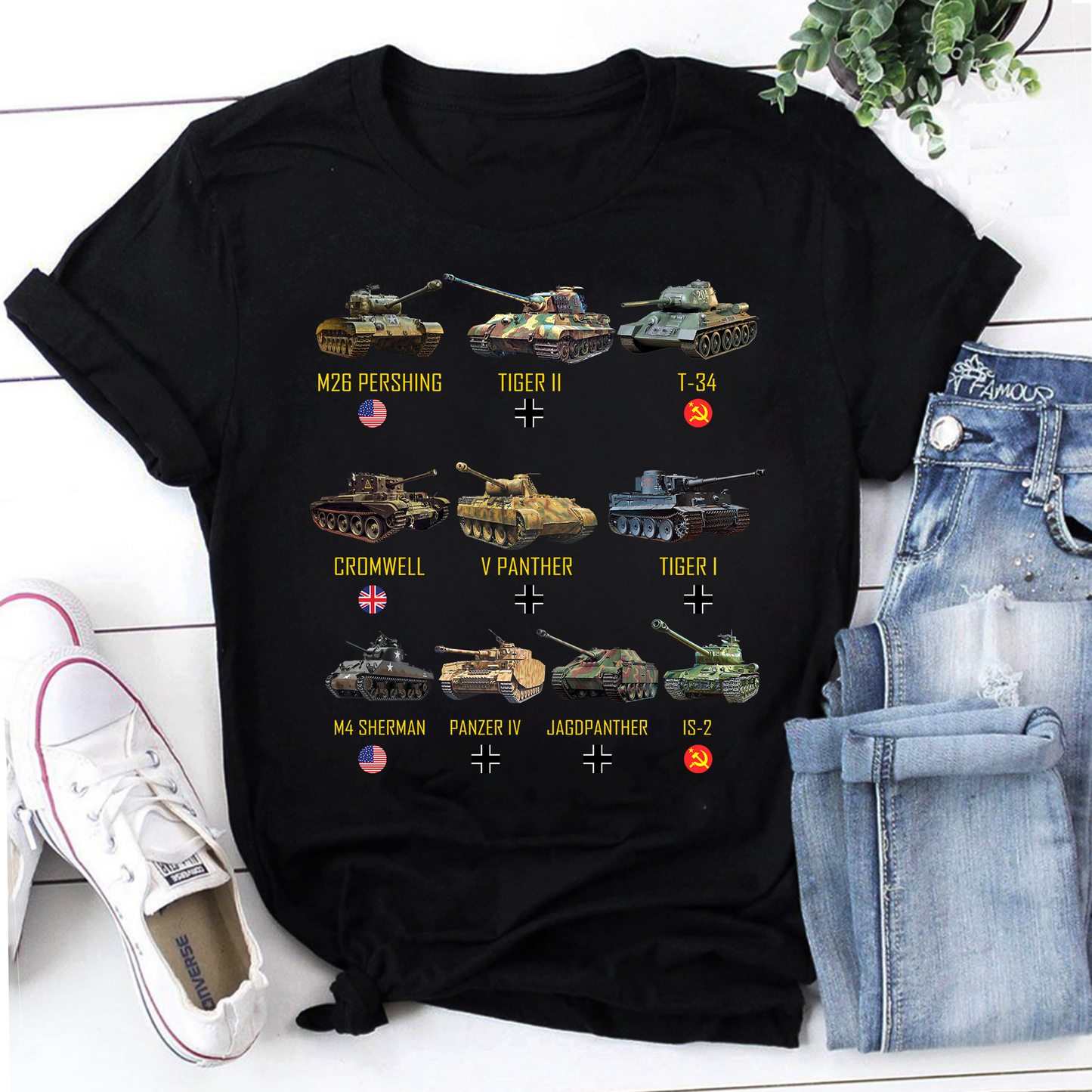 Top Ten Best WW2 Tanks M4 Sherman Panzer IV Tiger II T-34 Classic T-Shirt